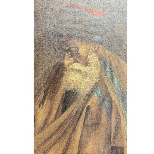Antique Portrait Rabbi Yehuda Zeitoun – Tunisian Judaica (Monastir) – ca. 1905