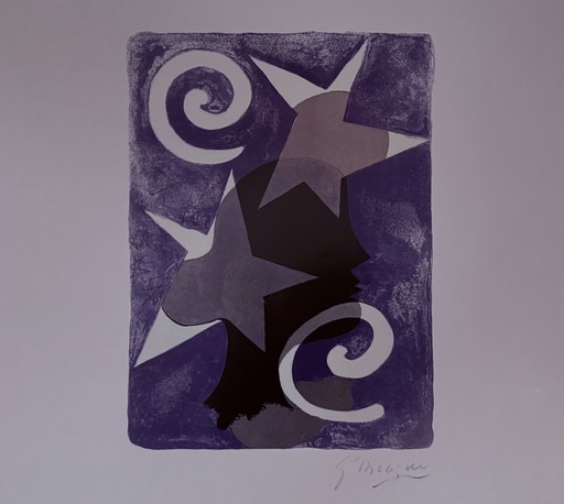 Georges Braque: "Composition Étoilée, 1986" Gesigneerd In De Plaat.