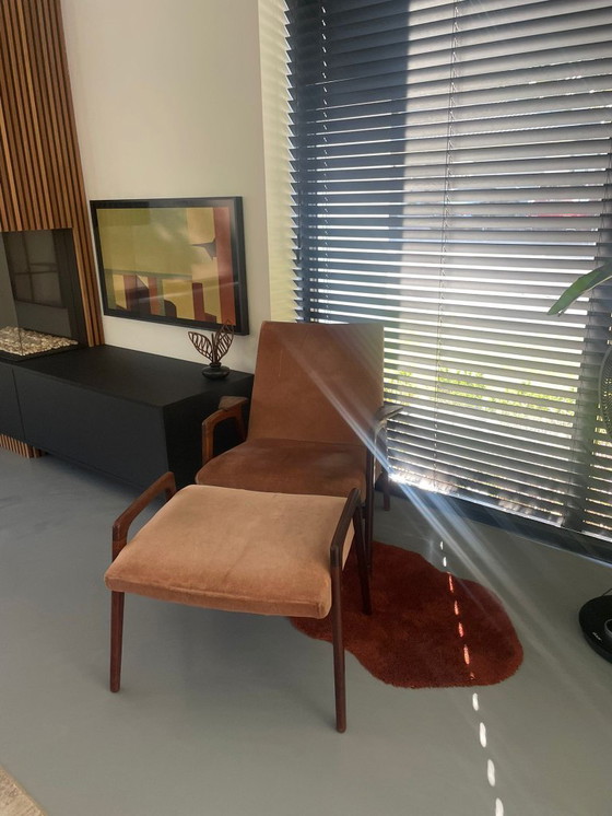Image 1 of Vintage Deens design fauteuil met voetenbank