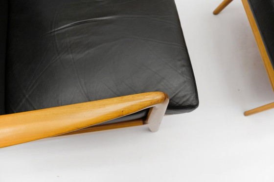 Image 1 of Set di due poltrone e un pouf in stile scandinavo moderno di metà secolo, anni '60