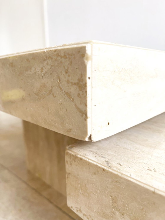 Tavolino modulare in travertino – design scultoreo anni '70 – Tavolini da caffè (photo 6 of 9)