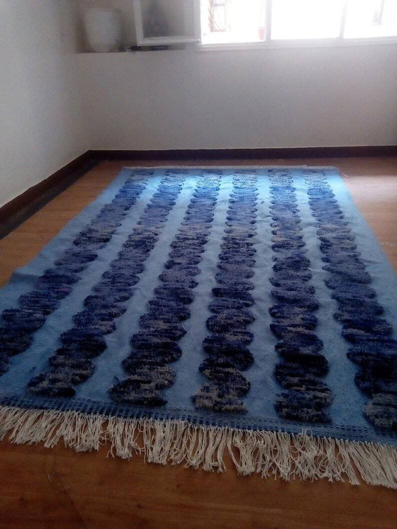 Tappeto marocchino tessuto a mano - motivo blu navy - lana - 300 x 196 cm – Tappeti, Wool, Cotton (photo 2 of 7)