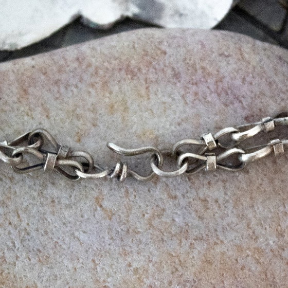 Image 1 of Boho Vintage Bracelet with Links and Lapis Lazuli Inlay: Set in Tibetan silver