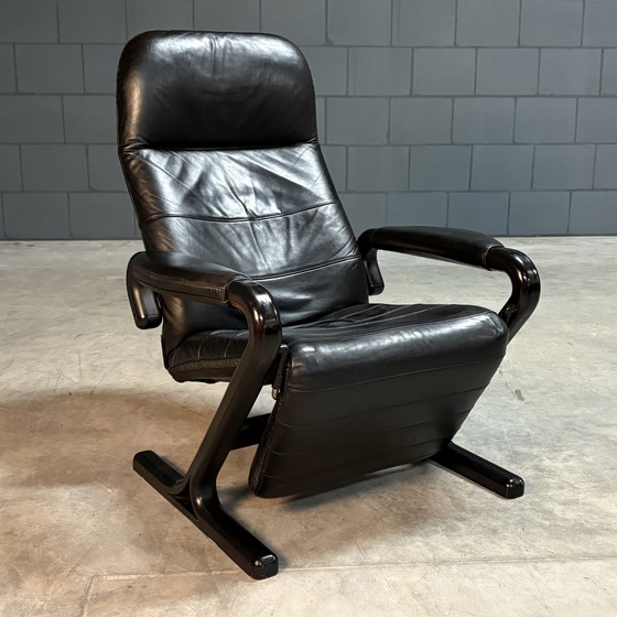 Image 1 of Vintage Danish Recliner - Black Leather - 1990s