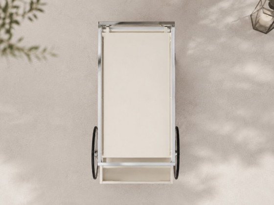 Image 1 of Bauhaus trolley/bar cart made of chrome, 1970s, with bottle holder