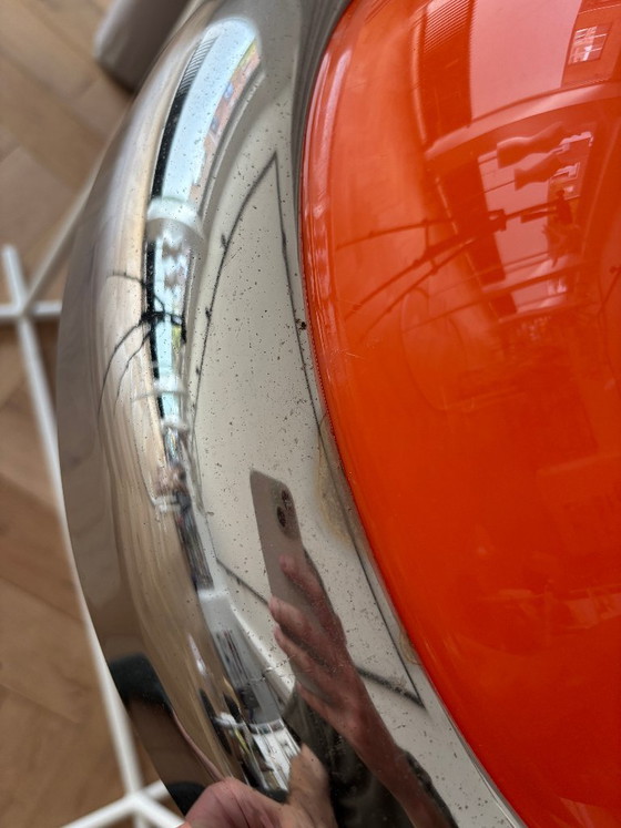 Vintage hanglamp uit 1973 in Space Age-stijl, oranje – chroom en acryl – Hanglampen, Plastic (photo 6 of 12)