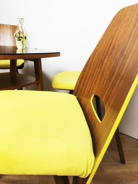 Image 1 of 4x Chaises Table basse Tatra jaune et Opaxite