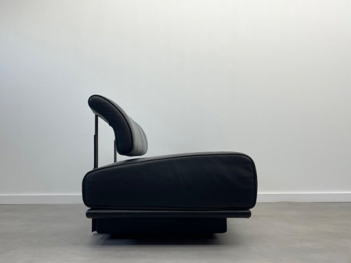 Minimalistische Vintage Design Bank ( zwart leer )