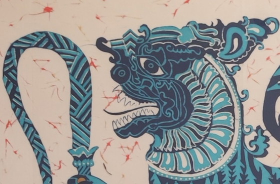 Image 1 of Two framed batik animal depictions