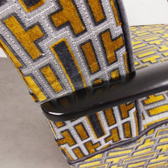 Image 1 of 2x Fauteuils "Gold Tetris" van Jindrich Halabala