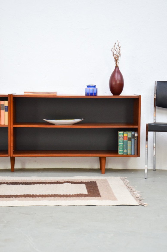 Image 1 of Vintage open sideboard, retro teak mid-century lowboard shelf, 1970s