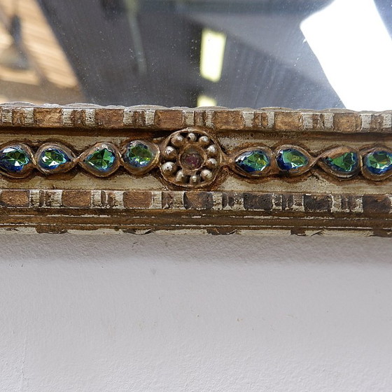 Image 1 of Miroir en stuc et pierres colorées dans le style des Creaciones Gobesso, Italie