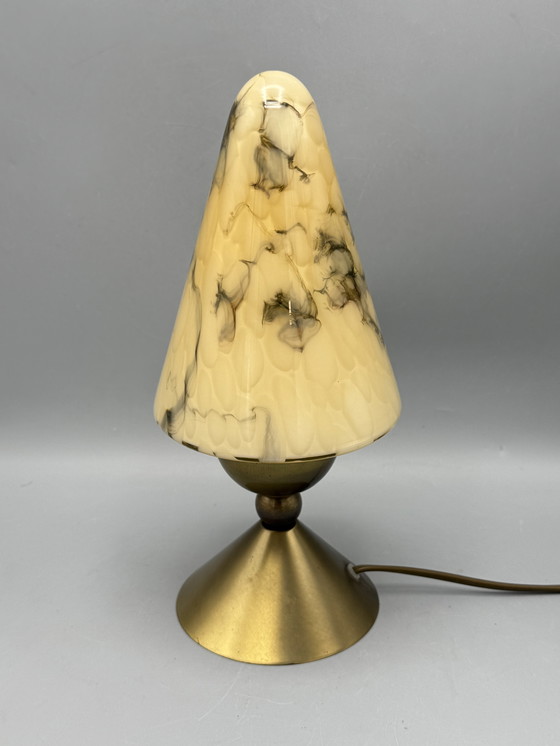 Image 1 of Vintage tafellamp met marmeren glazen kap – AGI Almelo (ca. 1970s)