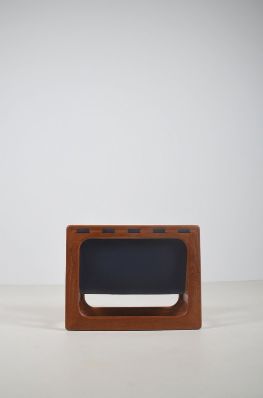 Dänischer Zeitschriftenhalter aus Teakholz und Leder von Salin Møbler, 1970er Jahre