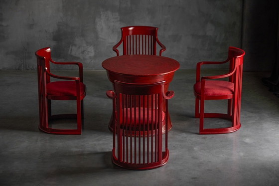 Image 1 of Japanese Dining Set in the Style of Frank Lloyd Wright, Belgium, 1940s