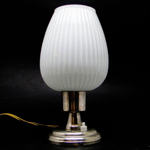 Postmodern Bedside Lamp from Polam, Poland, 1960s – tafellampen, Glass, Metal