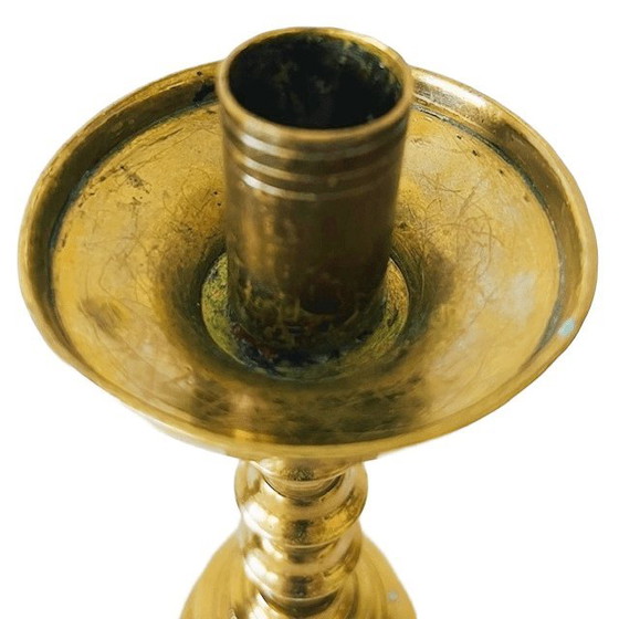 Image 1 of Juego de candelabros antiguos de balaustre de latón de la década de 1900