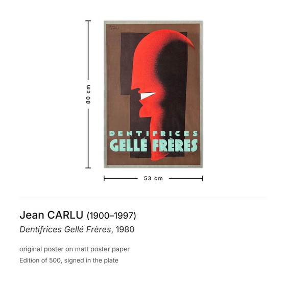 Image 1 of Póster de pastas dentales Jean CARLU Gellé Frères 1980