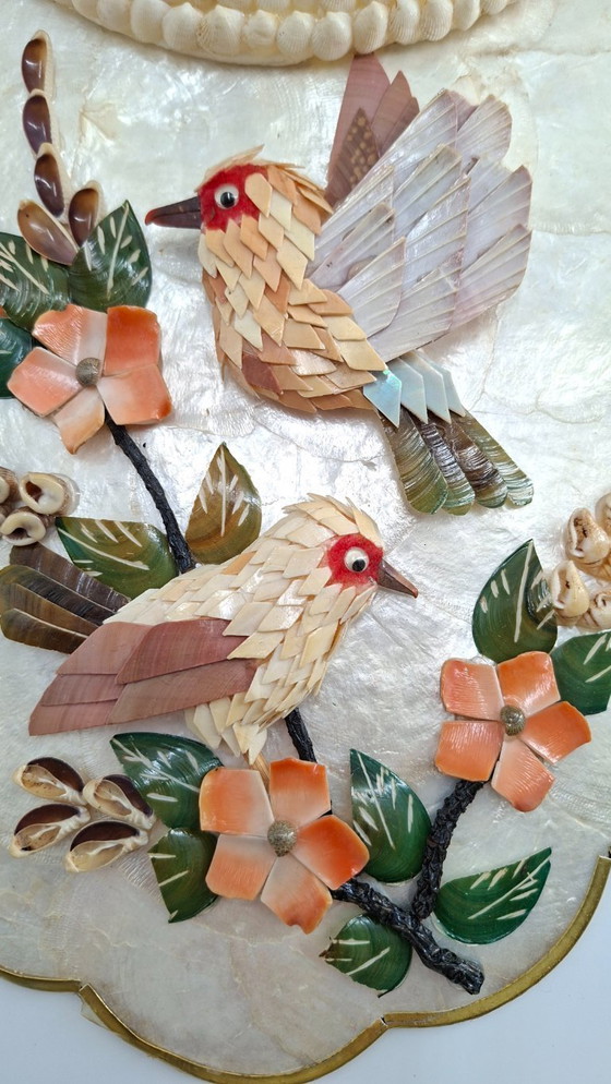 Image 1 of Mother-of-pearl and shell wall clock