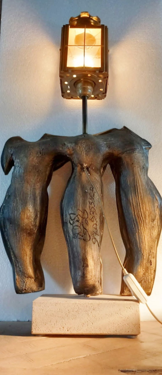 Grande lampe sculpture au design vintage - Style Hollywood Regency, par l'artiste belge Christian Defays. (photo 3 of 7)