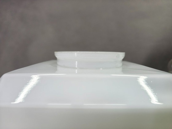 Image 1 of Pair Art Deco Nickel Wall Lights with Milky Glass, 1930s