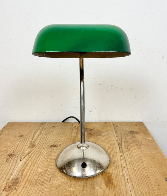 Image 1 of Lampada da tavolo vintage in smalto verde, anni '50