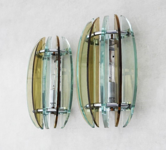 Image 1 of Coppia di applique da parete in vetro Veca, metà secolo, Italia, circa 1970