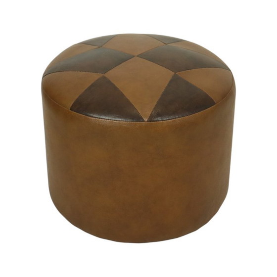 Image 1 of Tabouret Vintage Rond Marron Stermotif Skai