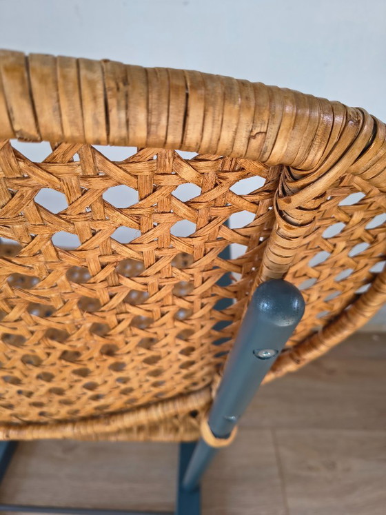 Design Rocking Chair - Rattan & Petrol Blue – Metal (photo 3 of 8)