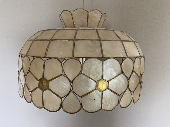 Image 1 of Lampe vintage capiz shell lampe pendante perle