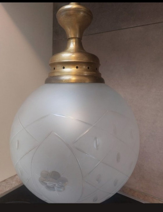 Art Deco 1920/1930 30 Diameter 5 Kg Fully Restored – Lighting, Glass, Brass (photo 2 of 9)