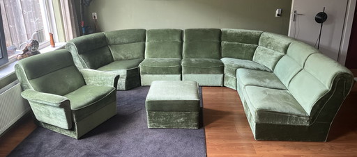 8-teiliges modulares Sofa Samt grün 1970er Jahre