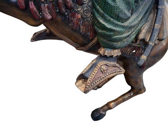 Image 1 of Sculpture en bronze : Chevalier oriental à cheval