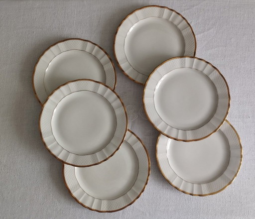 "Pallas" - 6 dessertborden van Limoges-porselein van Balleroy & Cie