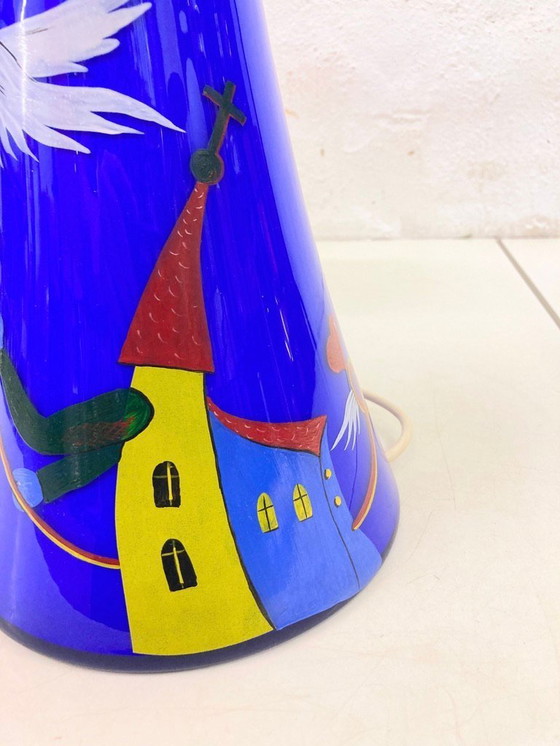 Image 1 of Lampada da tavolo in vetro dipinto di design Eisch anni '80-'90, firmata
