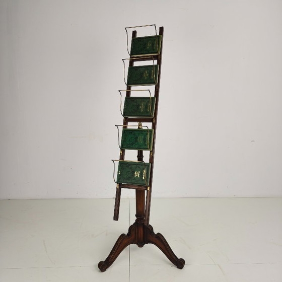 Image 1 of English antique revolving newspaper and book stand