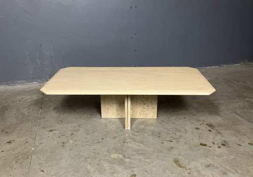 Table basse vintage en travertin pieds flexibles