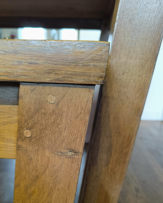 Image 1 of Table de salle à manger avec banc, modèle unique avec pieds inclinés