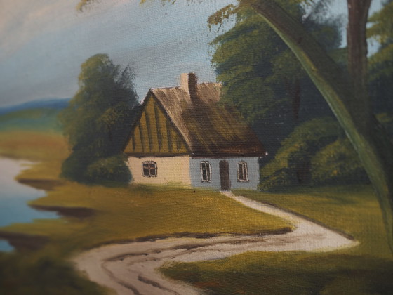 Image 1 of Peinture "The Way to Home", design scandinave, années 1970, par V. Kier