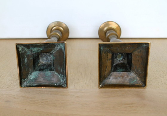 Image 1 of Candelabros, juego de 2, antiguos, de finales del siglo XIX, de latón.