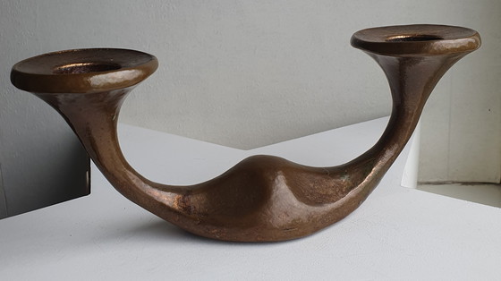 Image 1 of Vintage Bronzen Harjes Kandelaar Brutalist