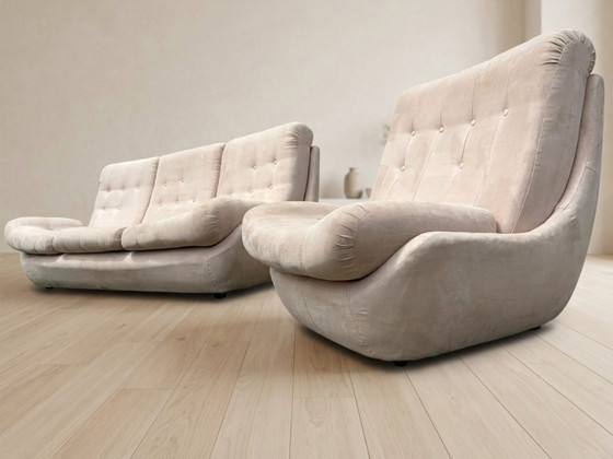 Atlantis Sitzgruppe, Space Age Polstersofa & Lounge-Sessel von Jitona, 1970er Jahre, Tschechoslowakei (photo 2 of 13)