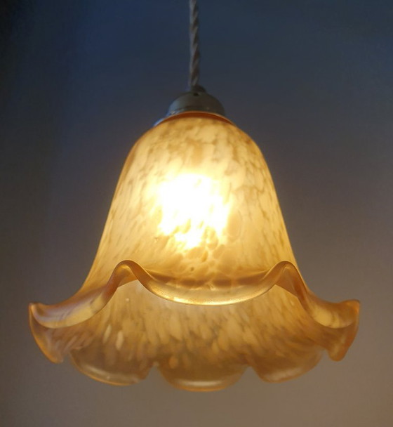 Image 1 of Set van 2 Vintage Murano hanglampen - Mid Century - amber kleur