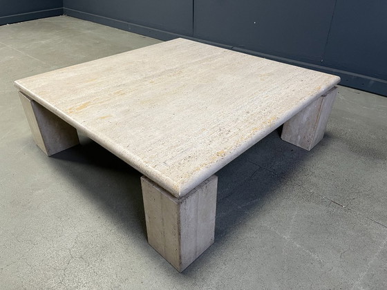 Image 1 of Square Italian travertine coffee table, 1970s 