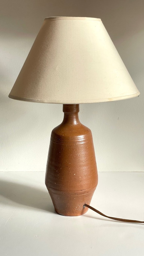 Image 1 of Vintage Portuguese glazed stoneware handcrafted lamp