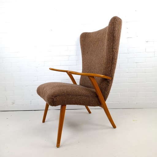 Poltrona Wingback vintage anni '60/'70, stile moderno di metà secolo