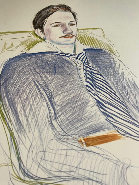 Image 1 of David Hockney, Dessins Et Gravures Ausstellungsplakat, Imp. Dermont-Paris, Gedruckt in Frankreich