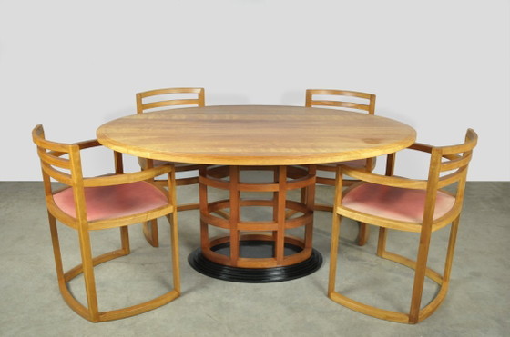 Image 1 of Eccezionale set da pranzo in legno di alberi da frutto in stile Art Déco, anni '80