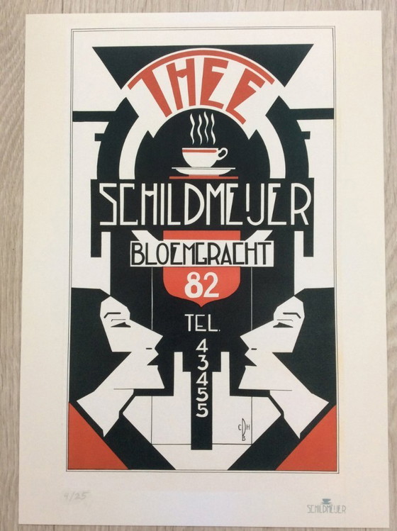 Image 1 of Limited Edition Schildmeijer Amsterdam Art Deco Thee Affiche Poster Print