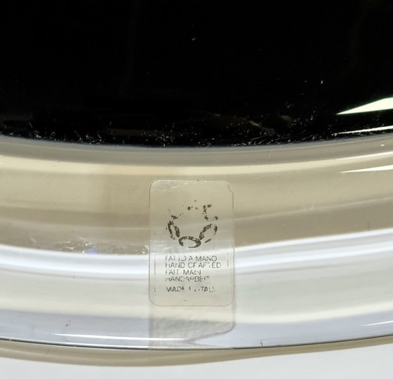 Image 1 of Mouth-blown black clear crystal lampshade in large format. Marked with sticker, made in Italy. Probably Murano, fourd